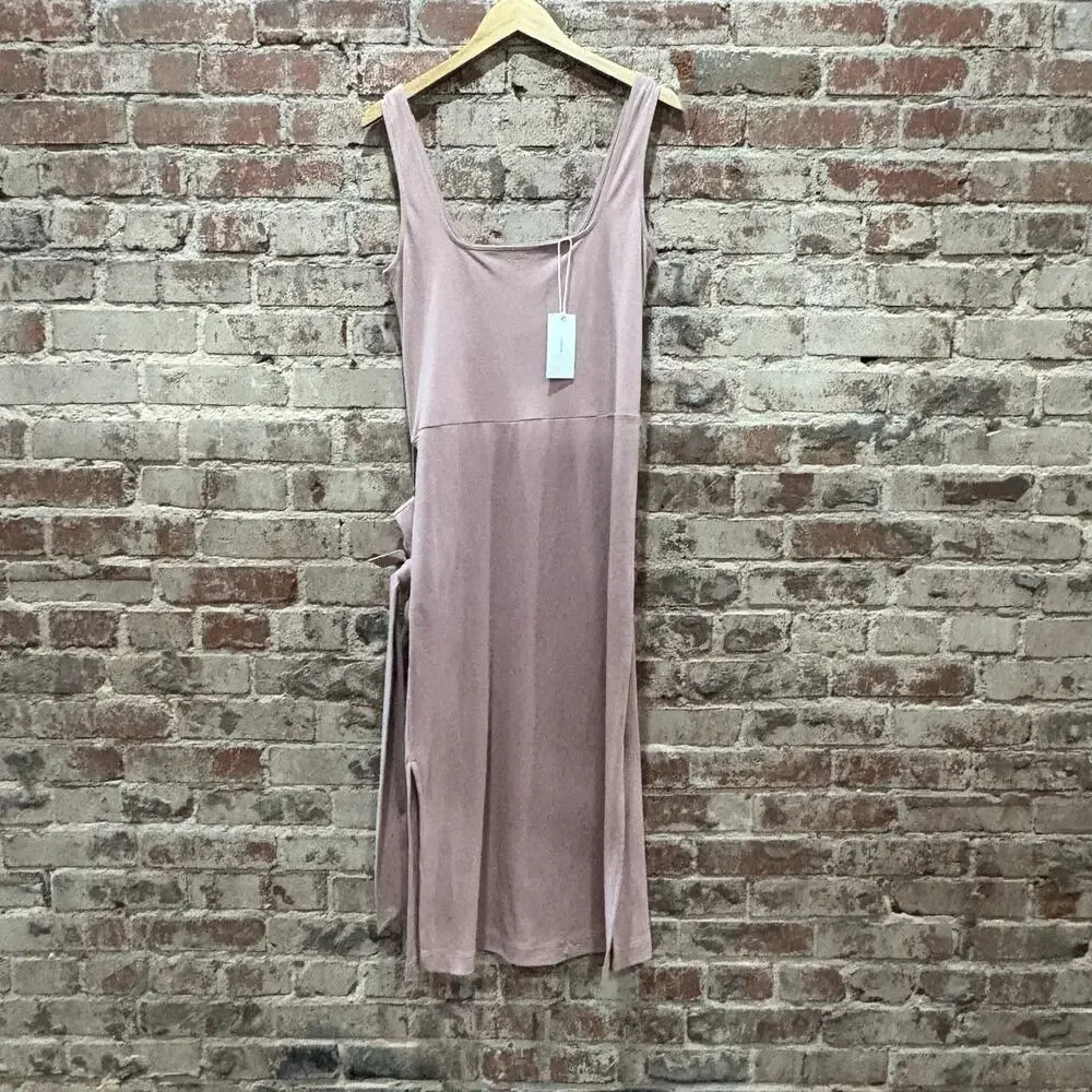 Vince‎ Belted Square Neck Soft Cotton Midi Dress in Pink Size Small - Picture 4 of 10